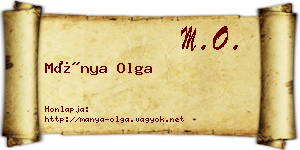 Mánya Olga névjegykártya